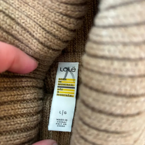 Lole‎ Tan Sleeveless Turtleneck Chunky Knit Sweater Dress Size Large - Picture 3 of 3